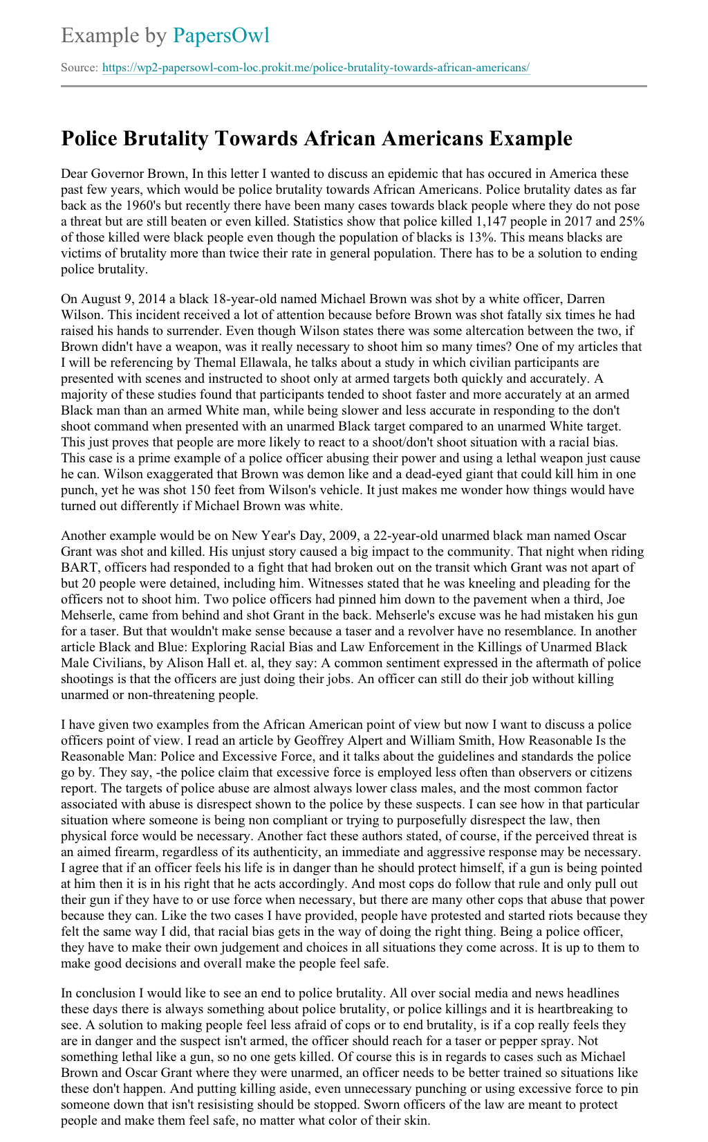 thesis statement examples police brutality