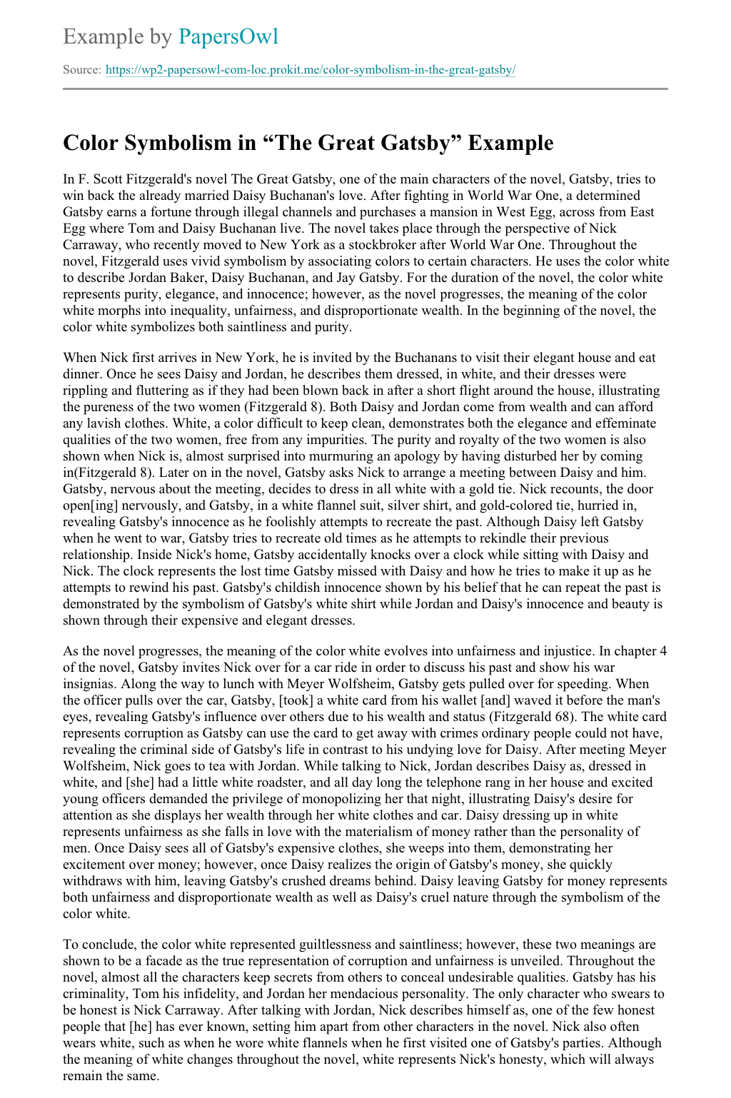 The great gatsby color chart picture