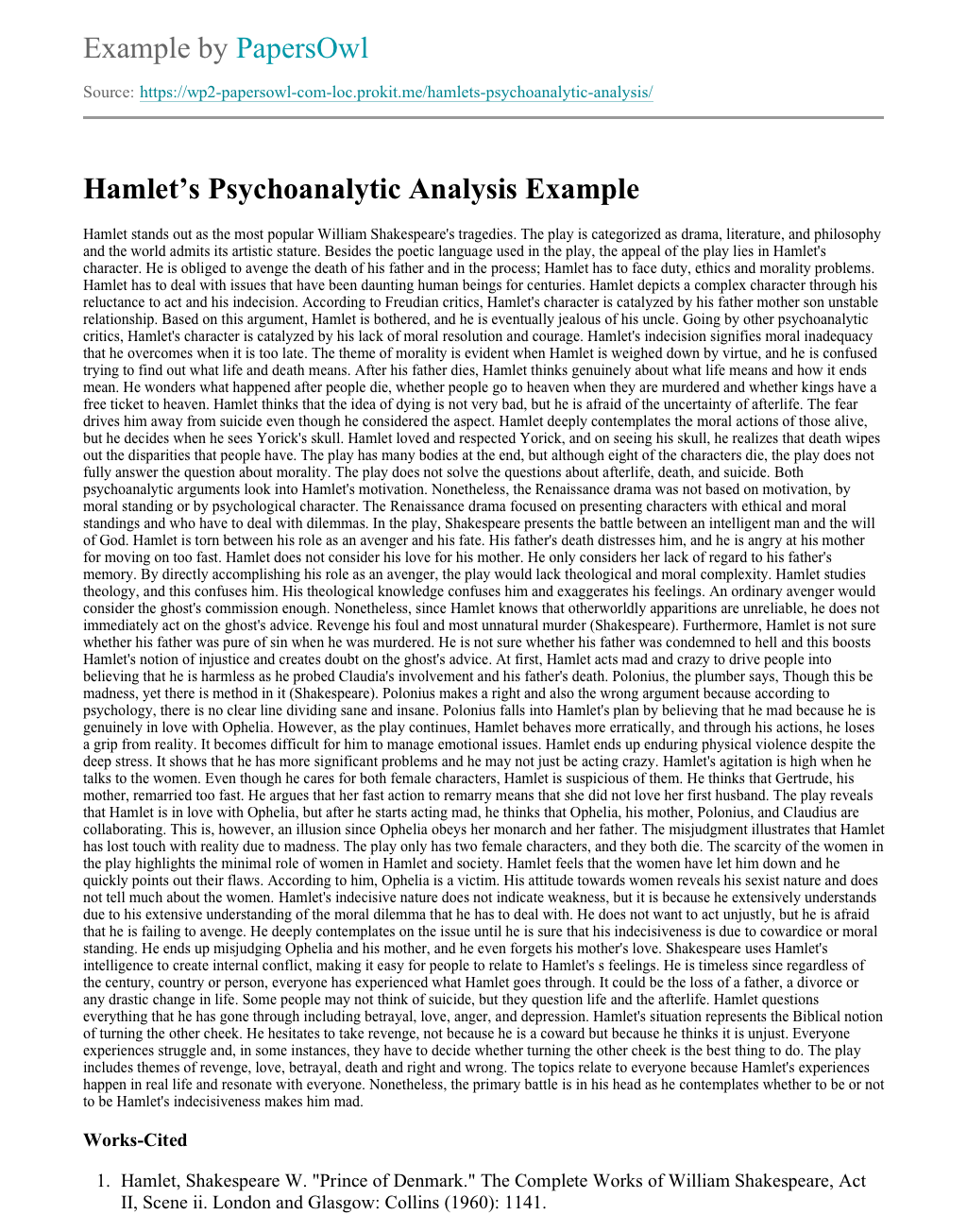 Psychoanalytic theory essay example picture