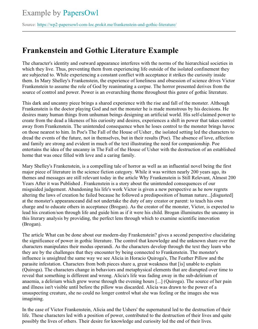 Gothic Elements In Frankenstein Essay