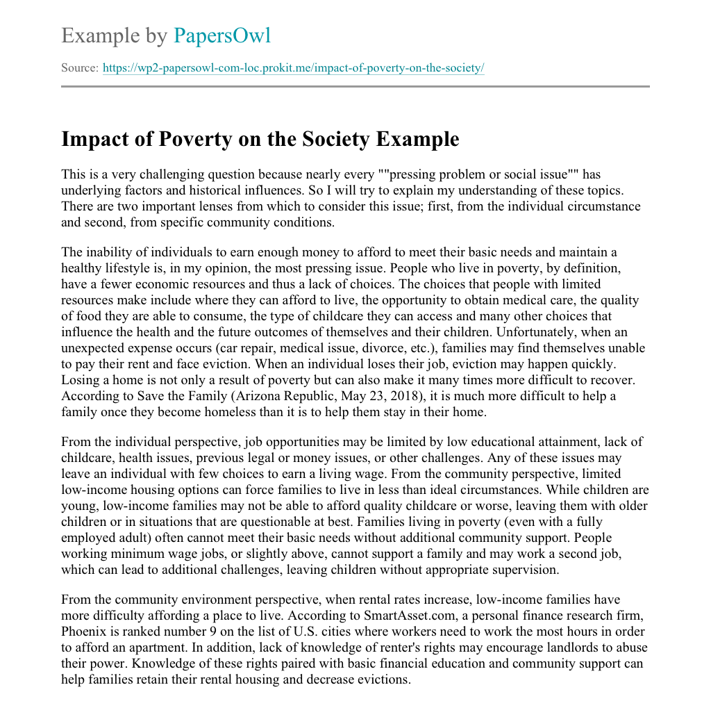 short essay about poverty