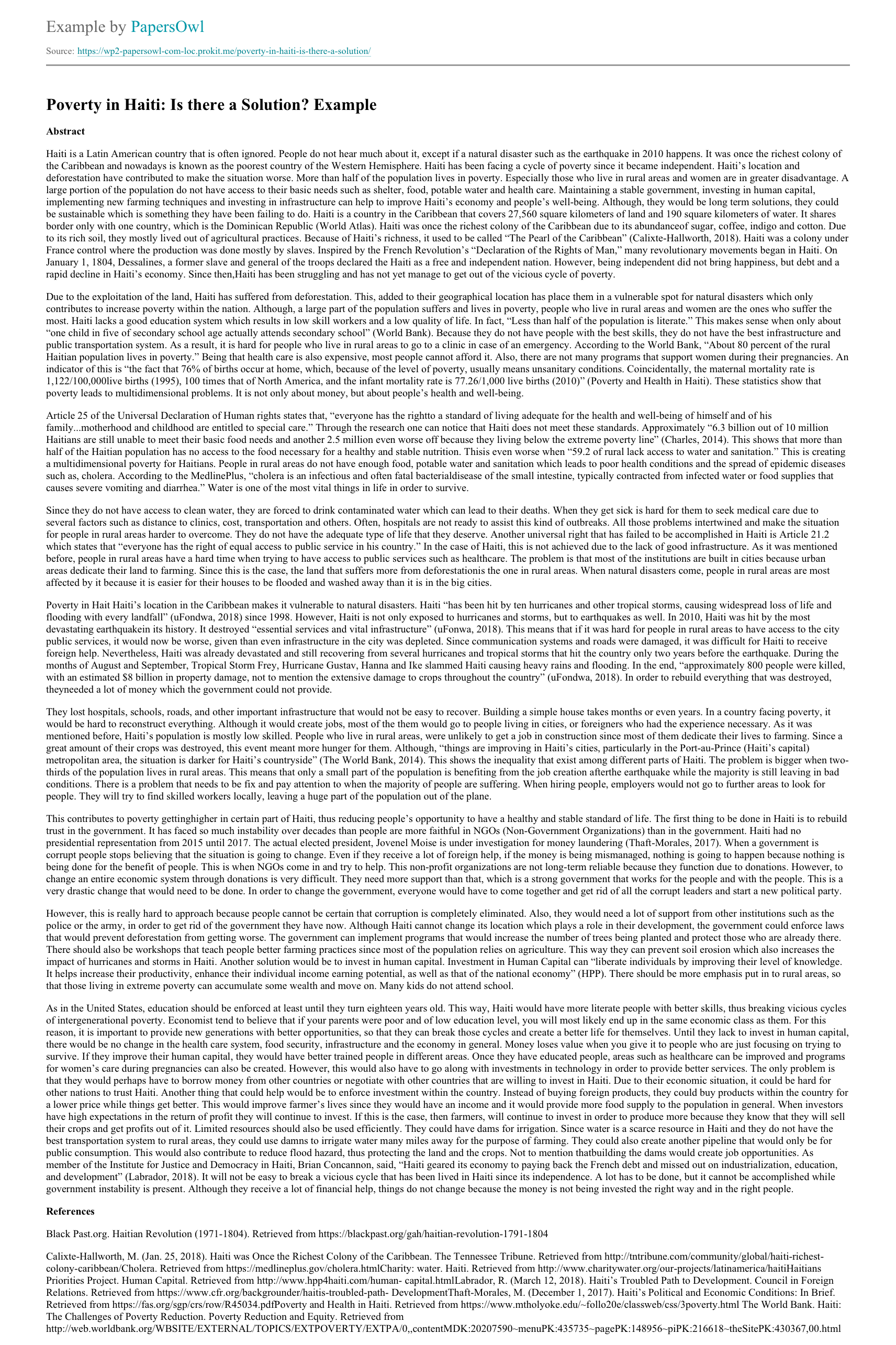 What percent of haiti is in poverty picture