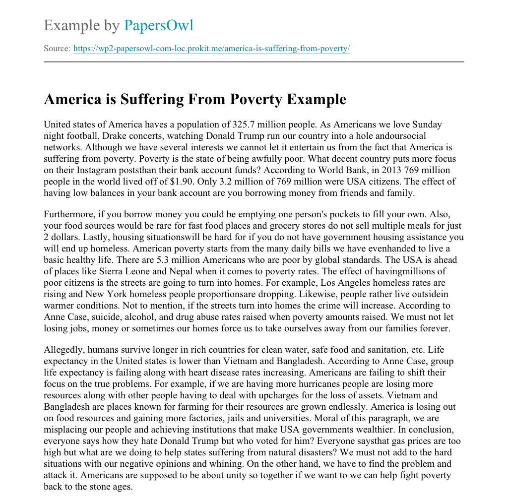 poverty in america essay
