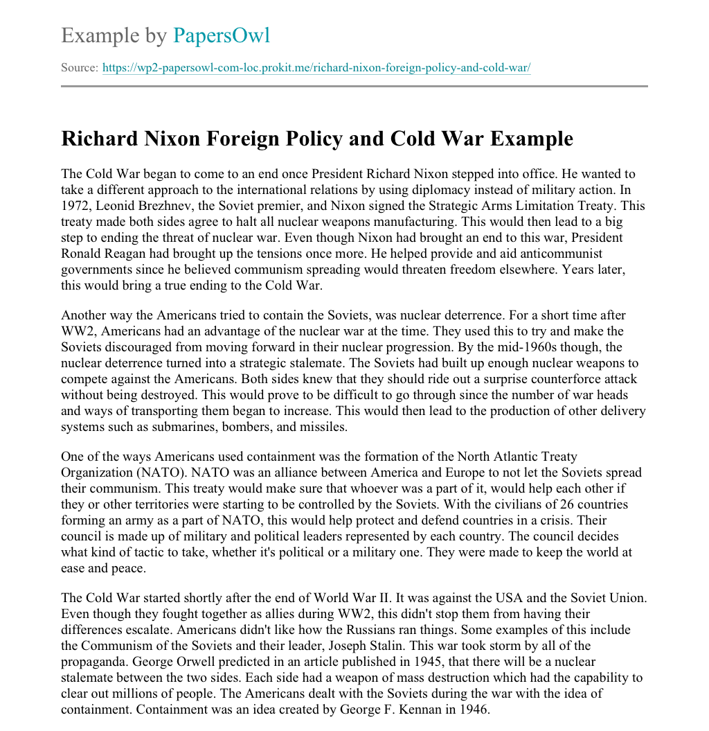 United States Foreign Policy - Words | Essay Example