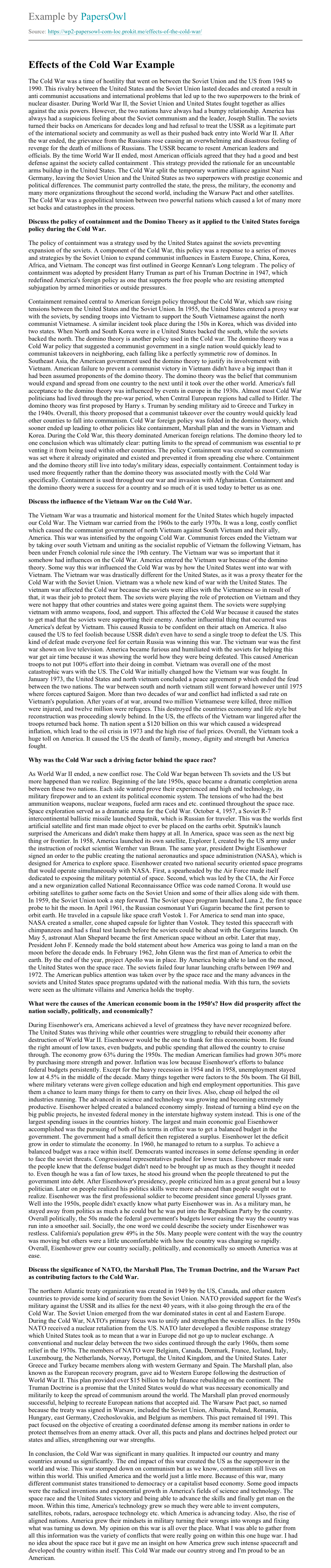 The Cold War () essay
