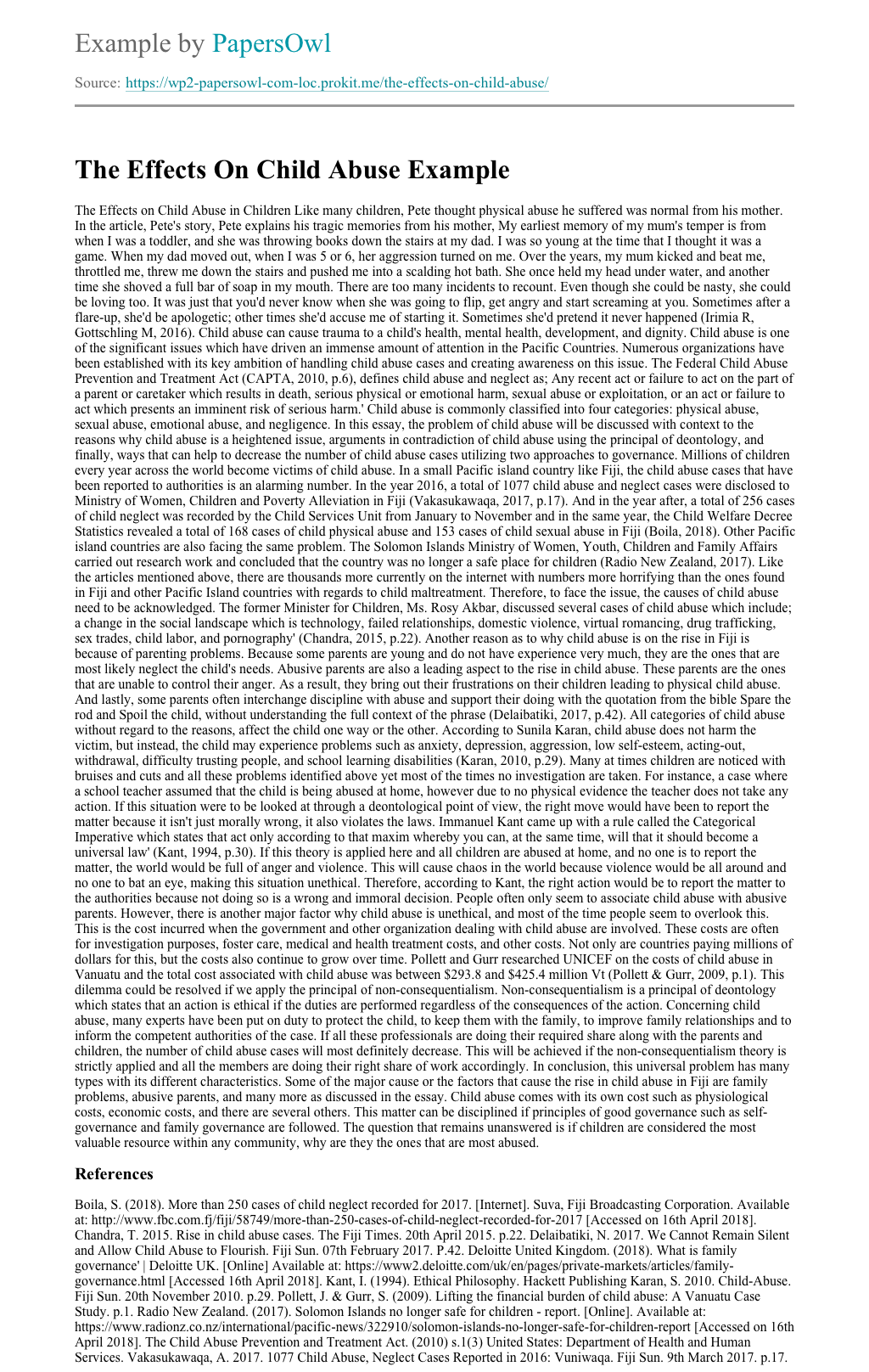 The Effects On Child Abuse Free Essay Example