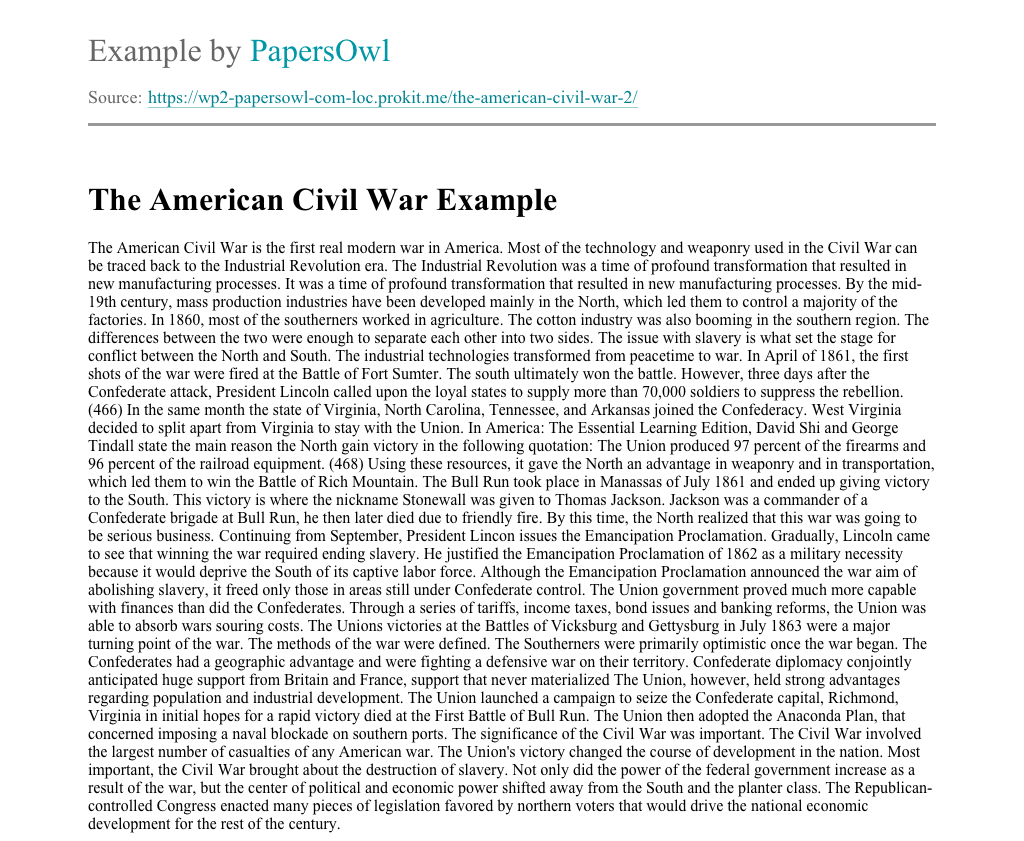 Civil war essay