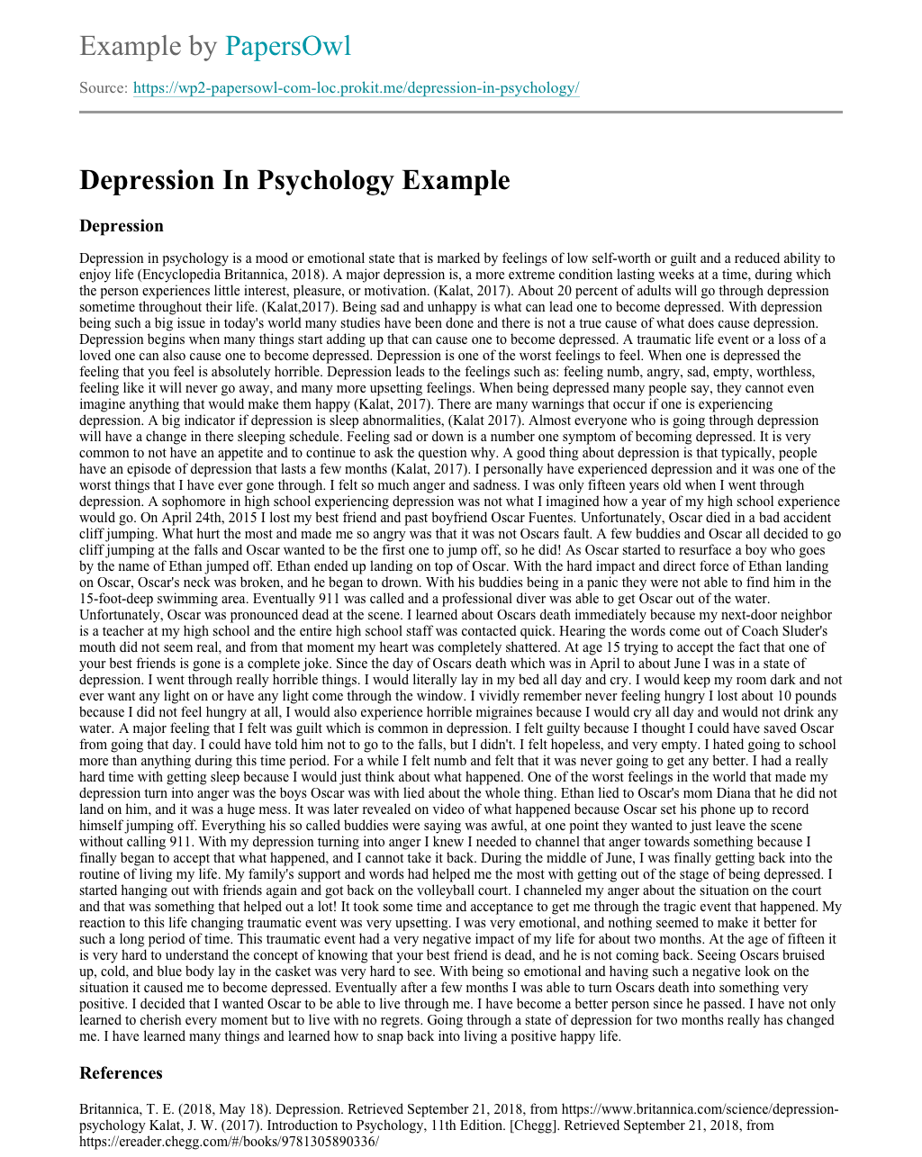 depression essay 250 words