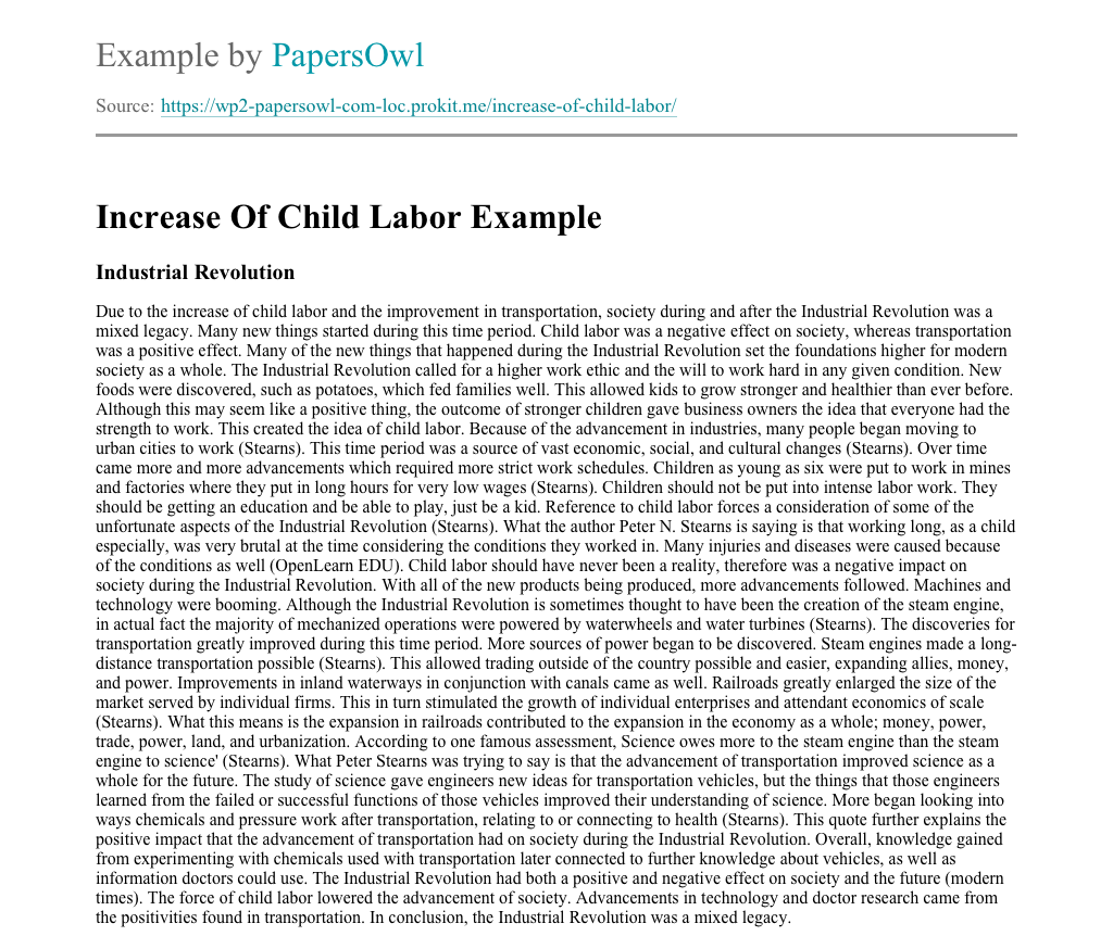 essays on child labor