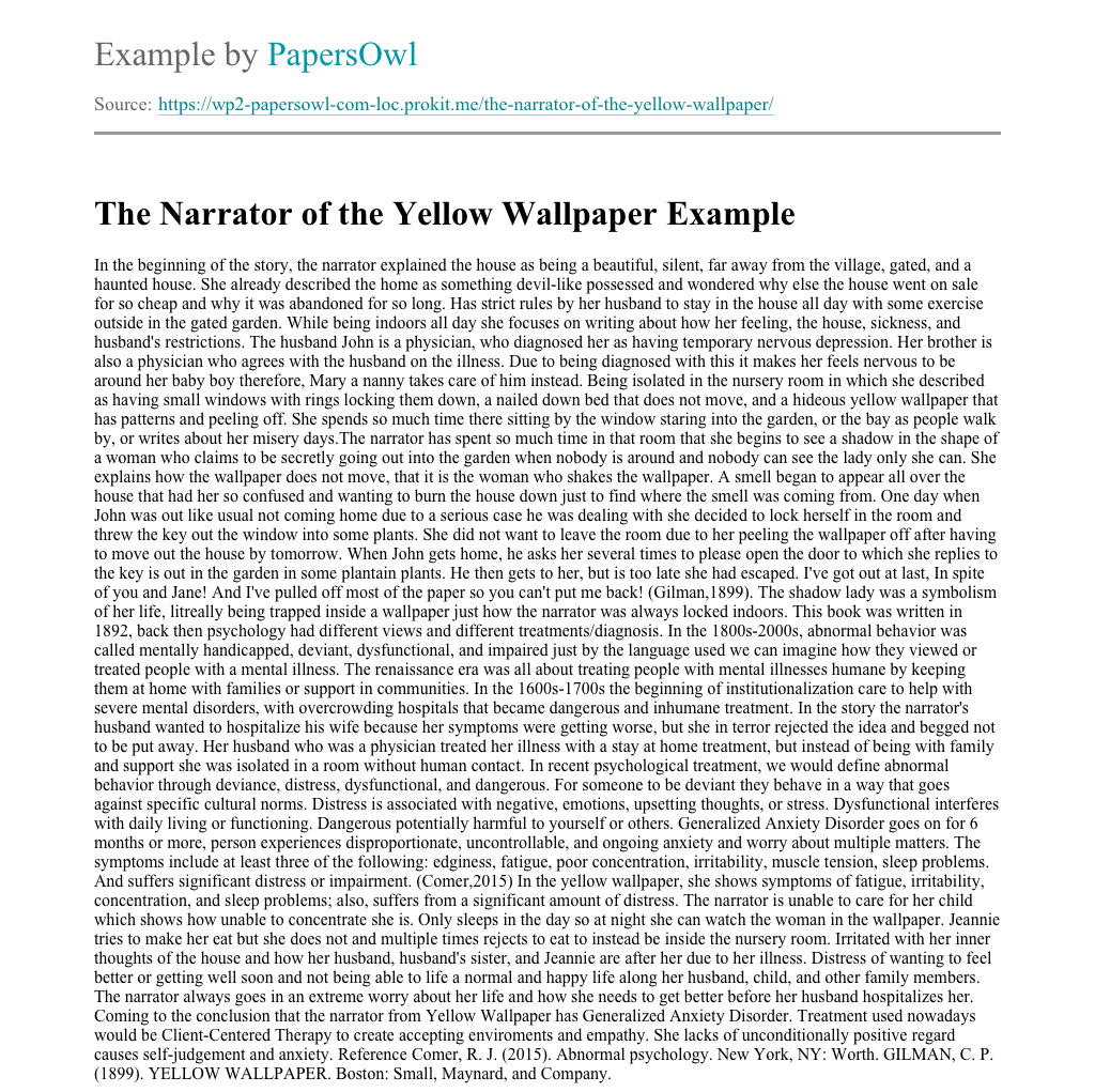 How Does The Narrator Find The House In The Yellow Wallpaper at Troy