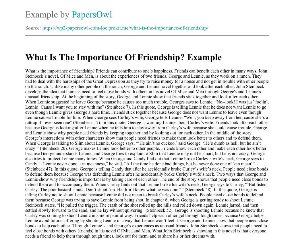 friendship benefits essay