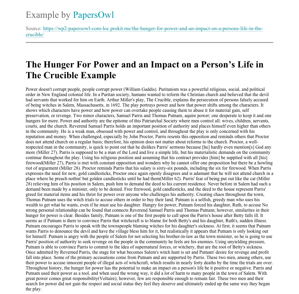 power hungry essay