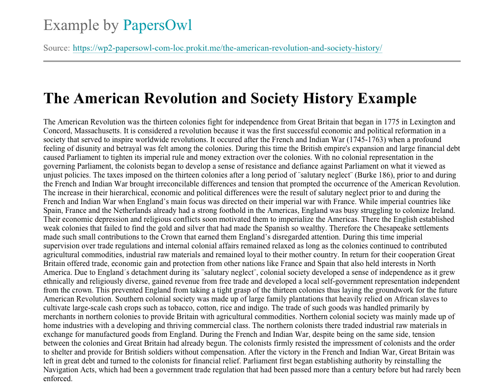 the american revolution thesis