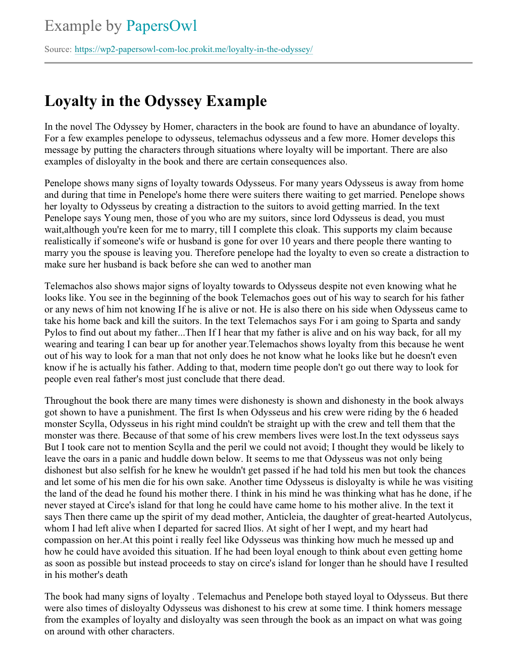 loyalty essays