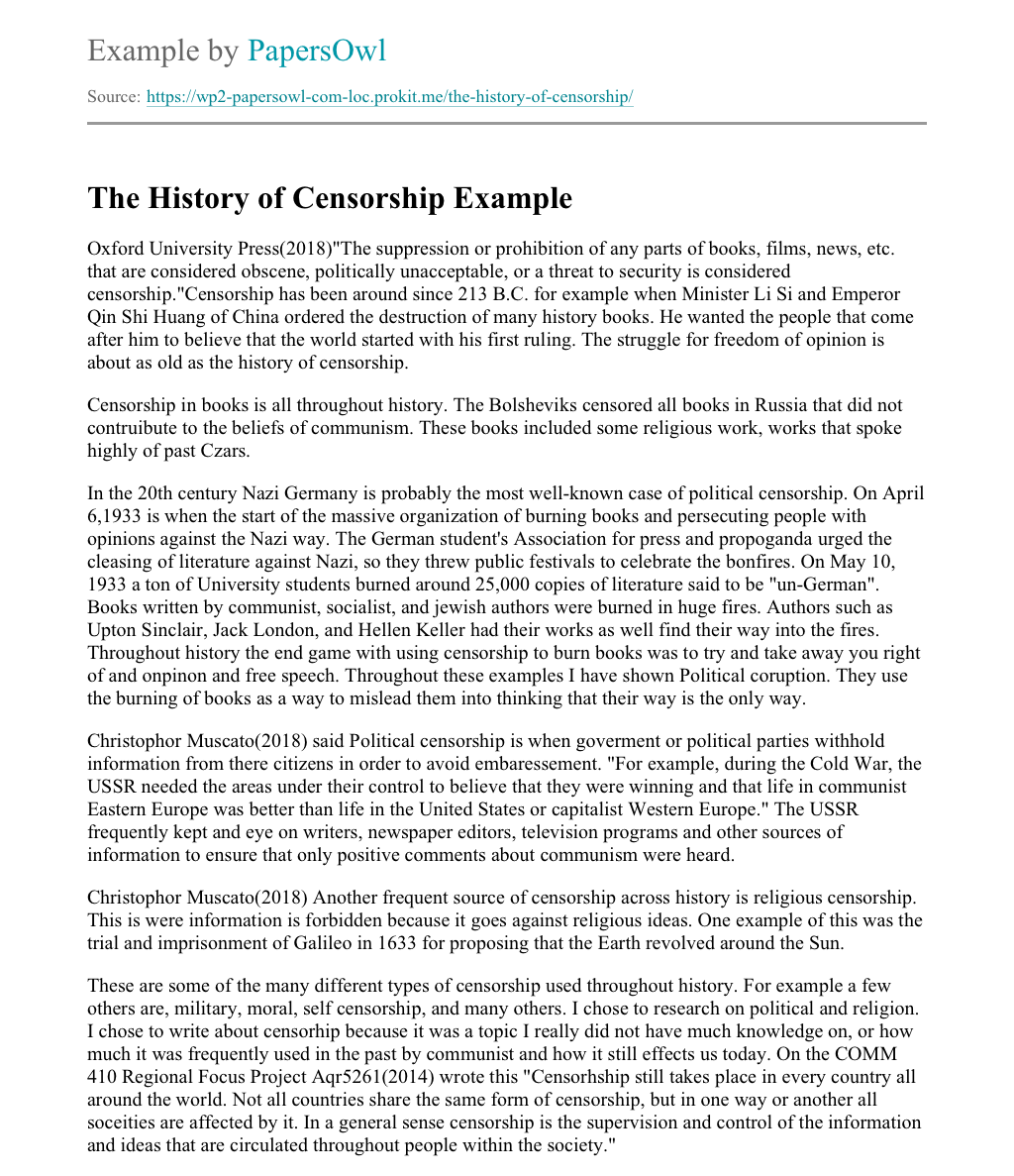 government censorship essay