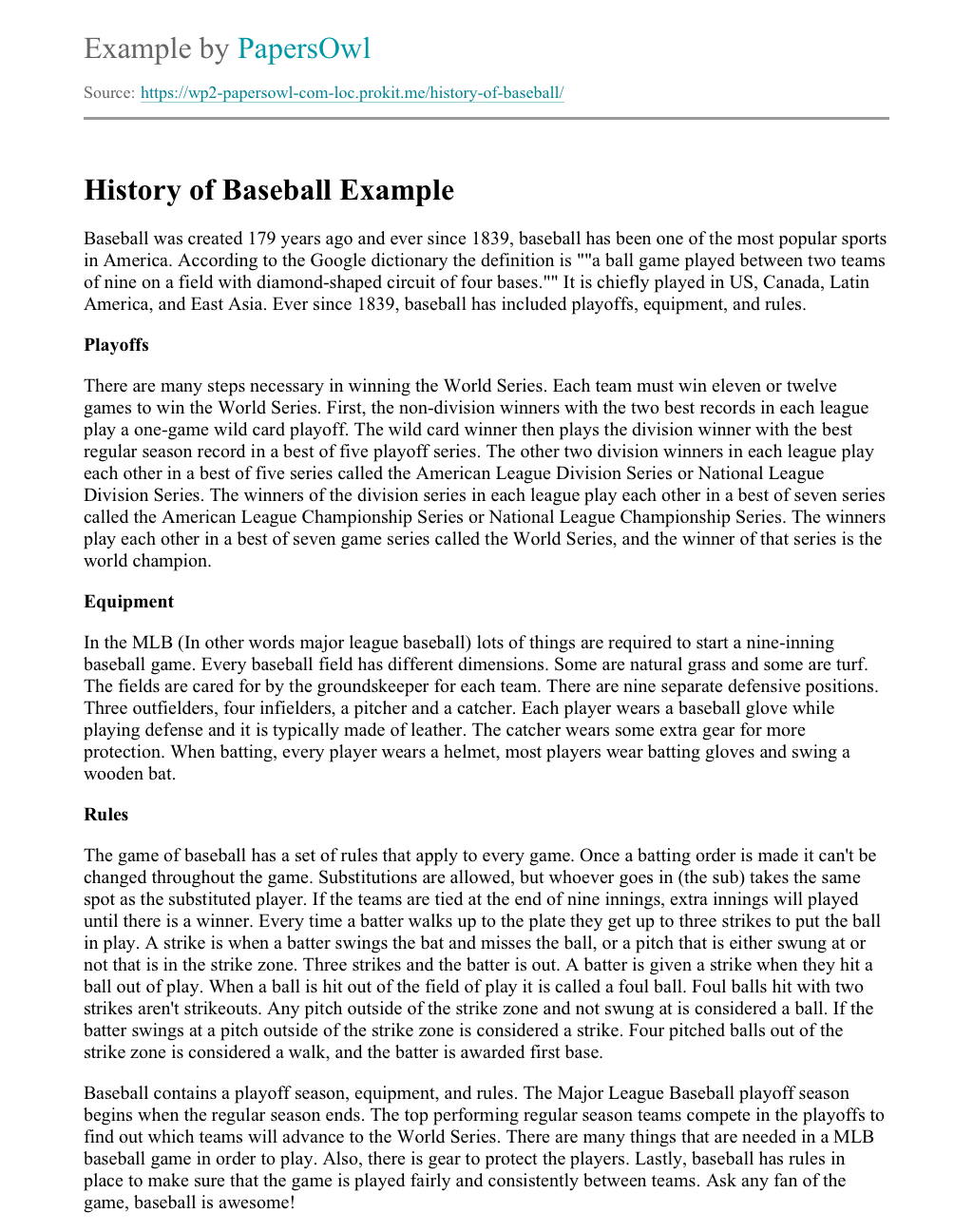baseball essay questions