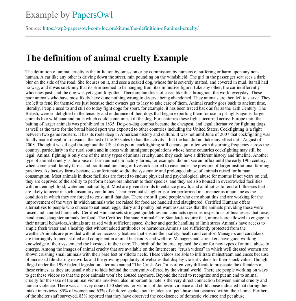 animal cruelty essays