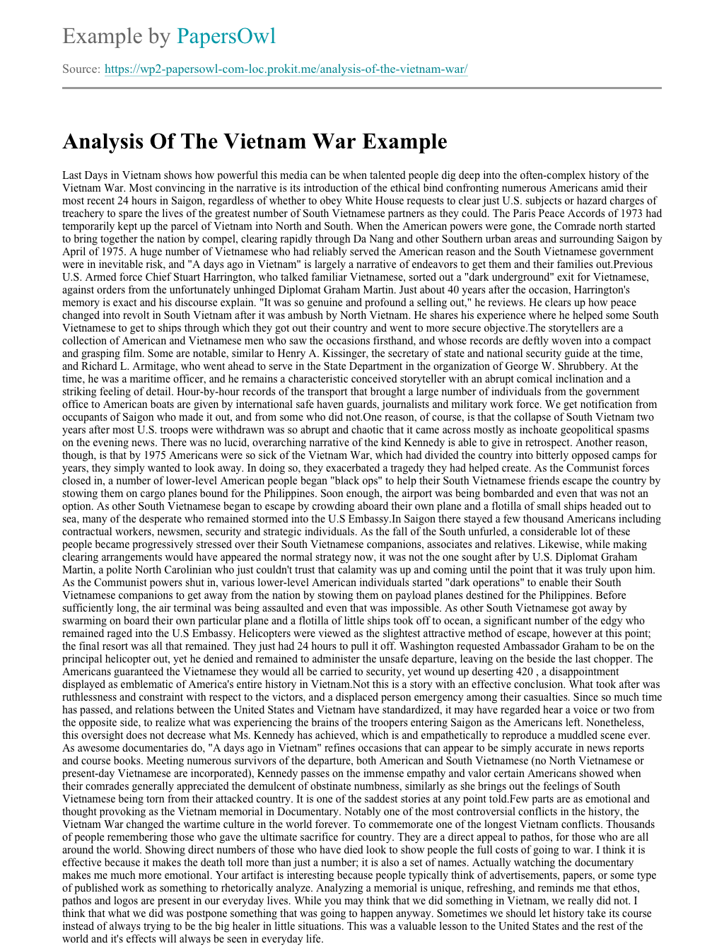 thesis statement for vietnam war