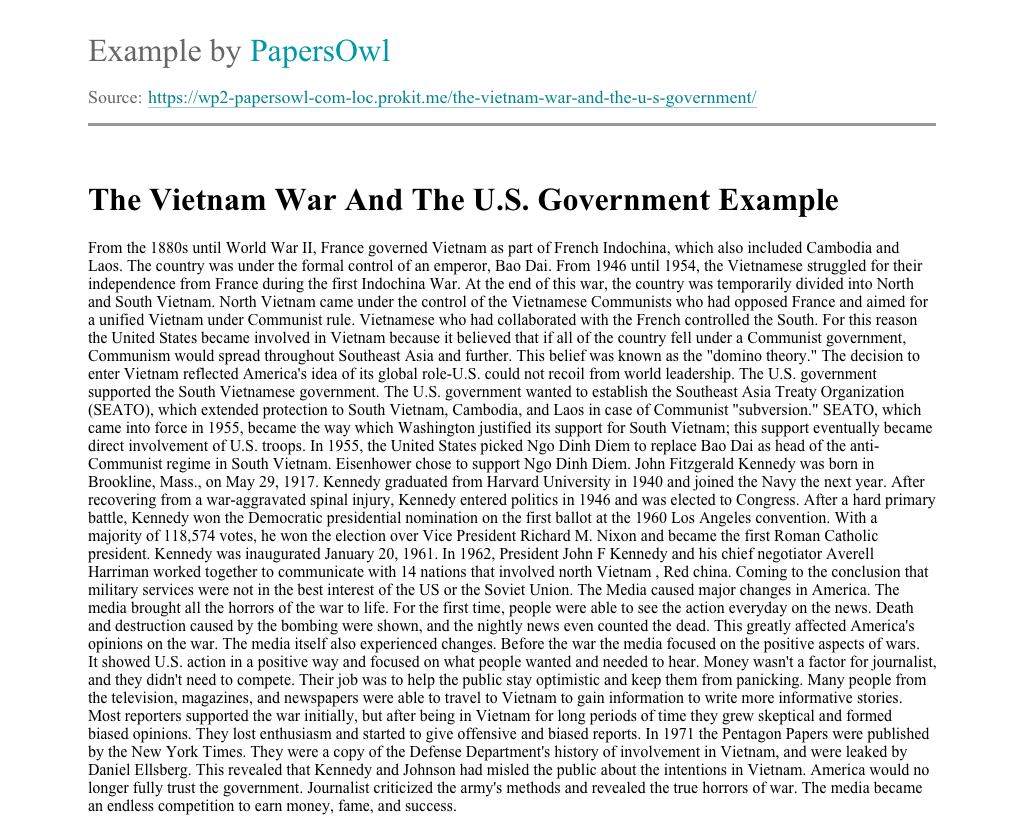 thesis statement about the vietnam war