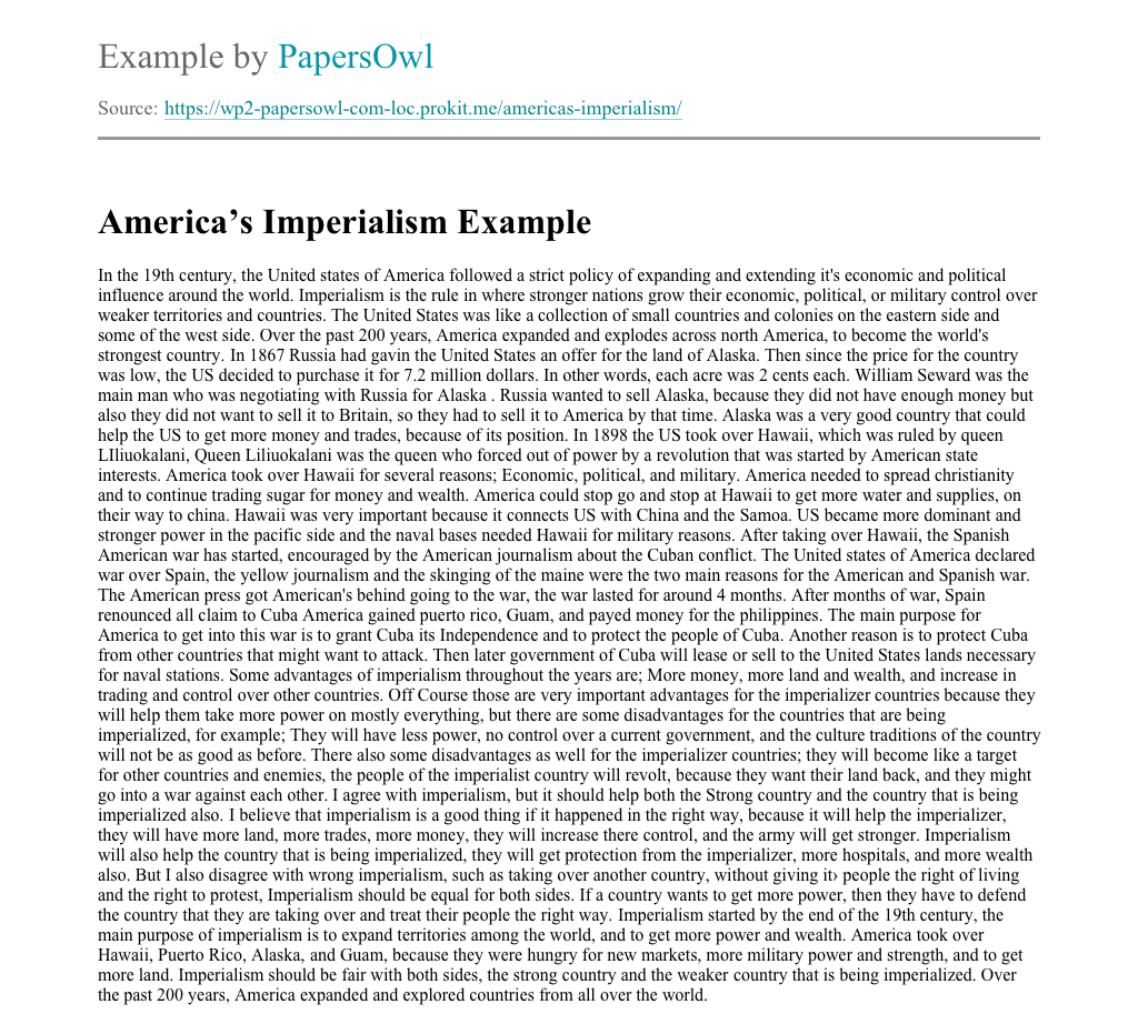 American Imperialism essays
