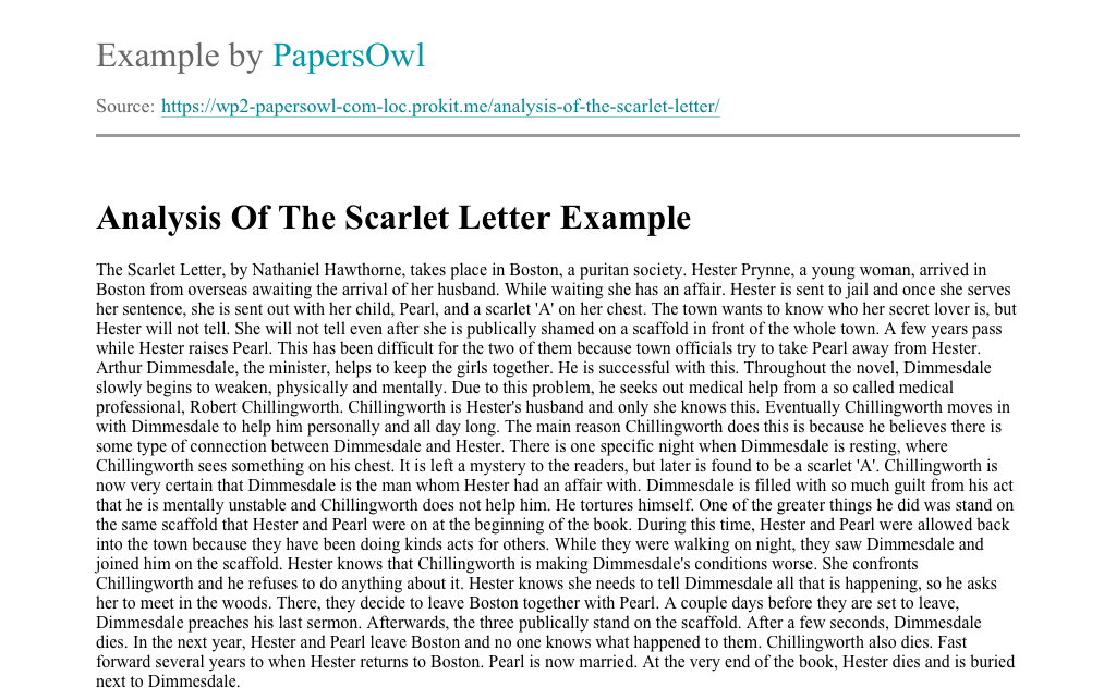 Essay on the scarlet letter