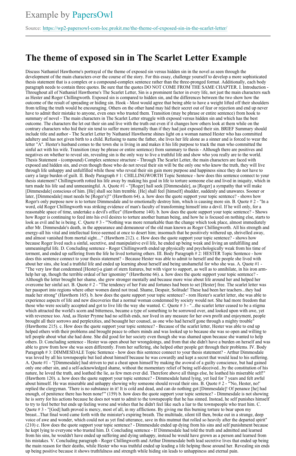 scarlet letter theme essay