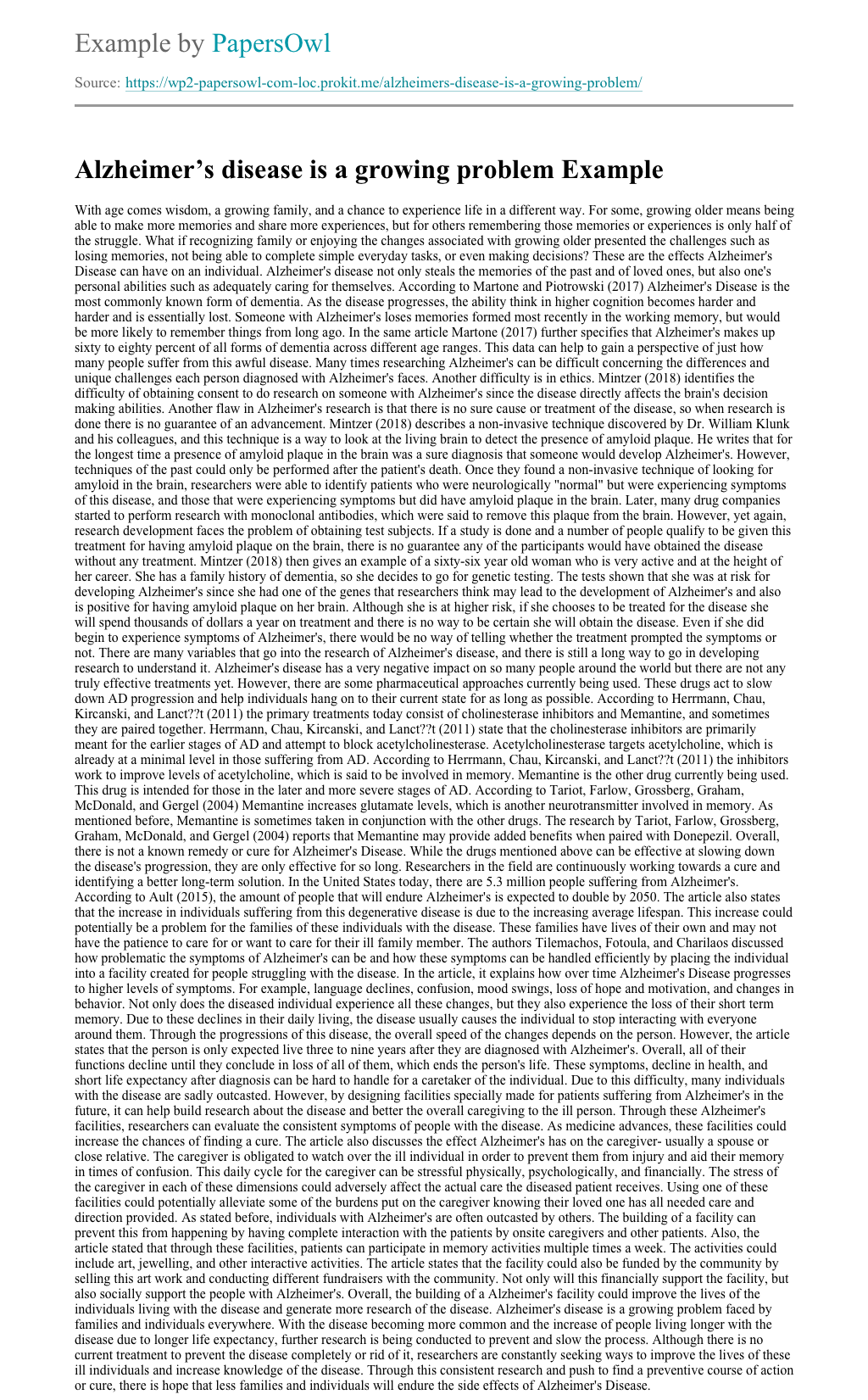 alzheimers disease personal essay