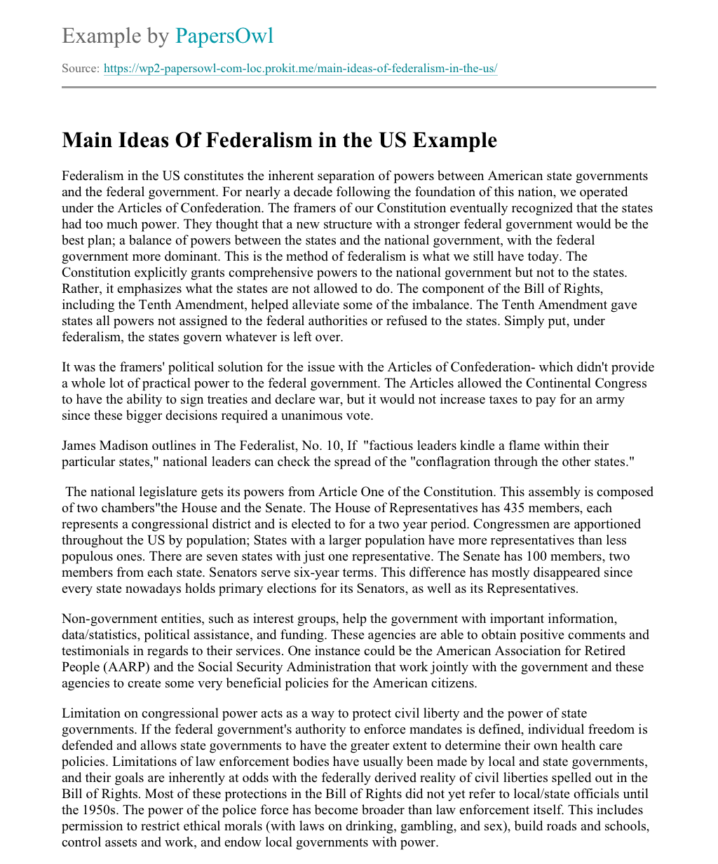 Free Federalism Essay Examples and Topic Ideas on GraduateWay