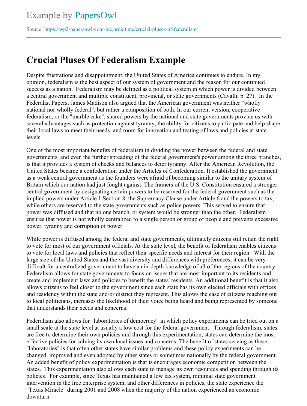 federalism introduction essay