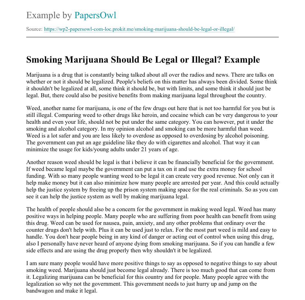 Legalizing marijuana persuasive essay