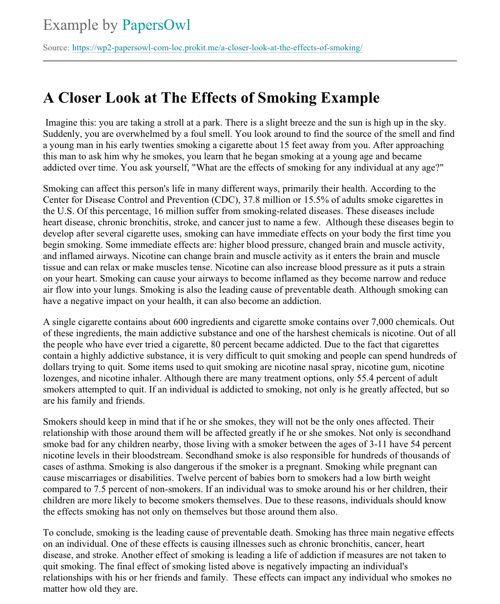 cause and effect essay smoking outline