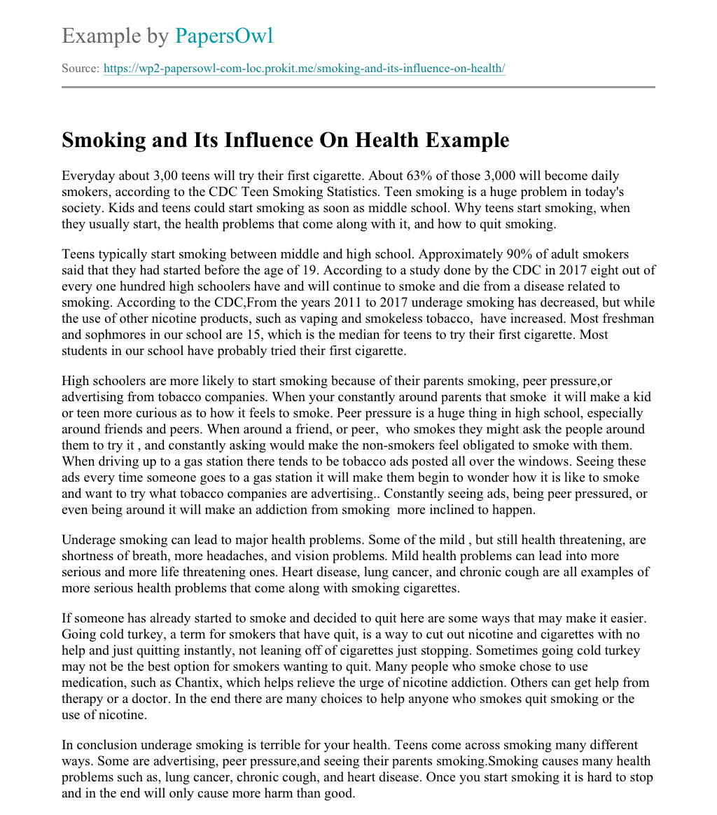 harmful effects of smoking research paper