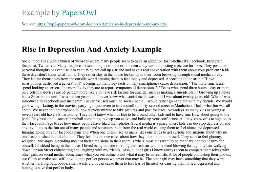 essay on depression and anxiety