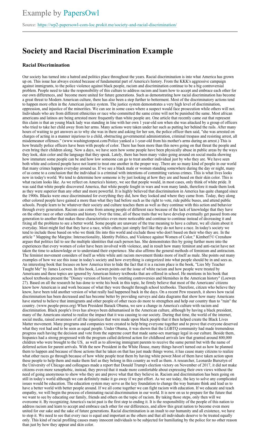introduction of discrimination essay