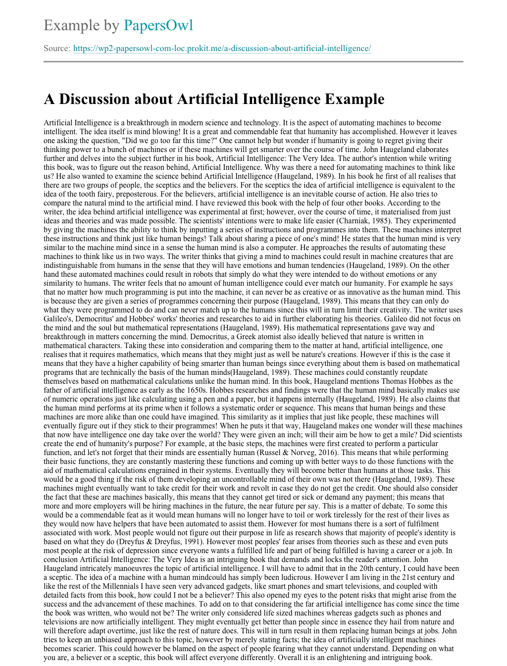 artificial intelligence discursive essay