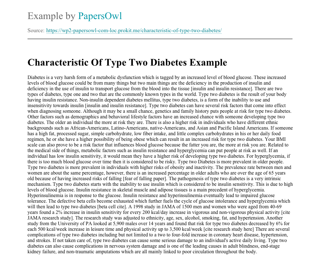 essay on type 2 diabetes