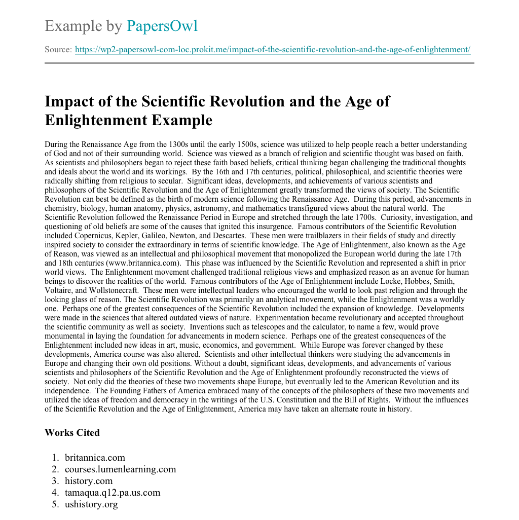 research paper on the scientific revolution