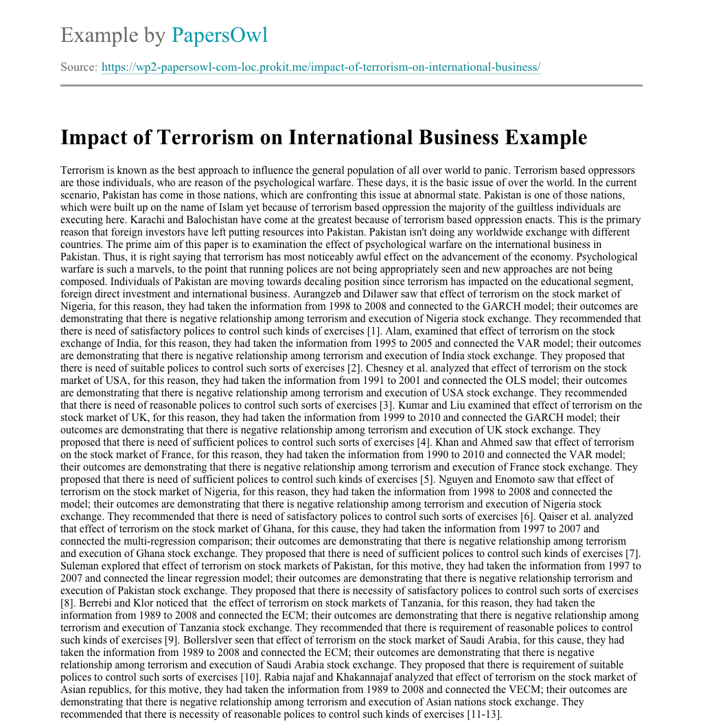 international terrorism research paper