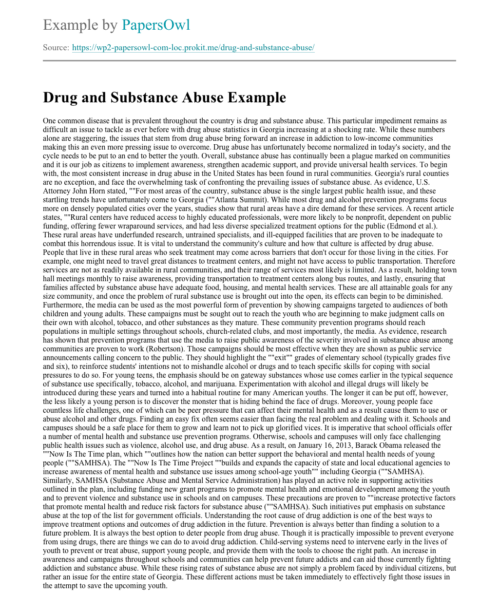 drug abuse effects essay