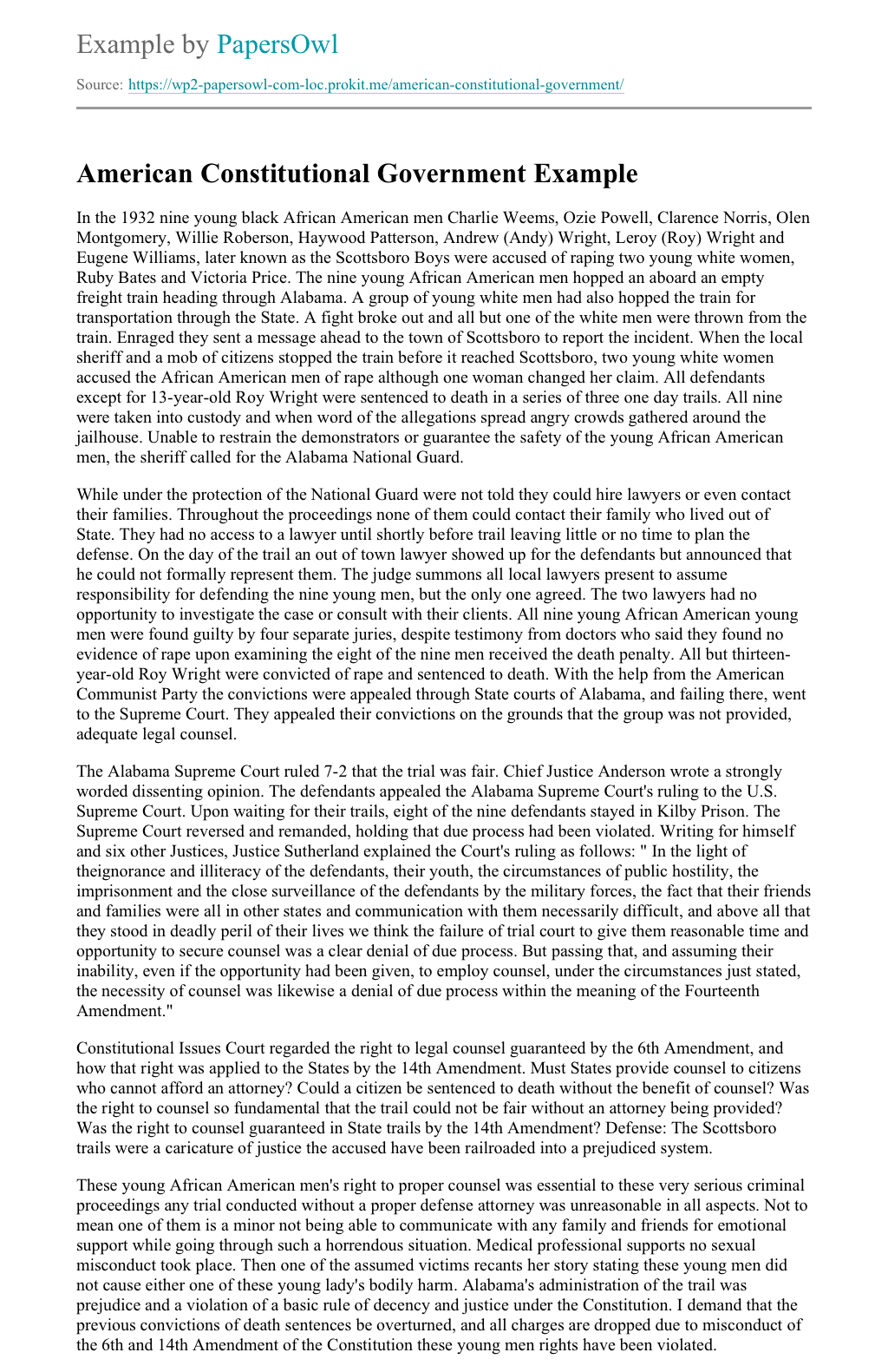 government Essay Sample