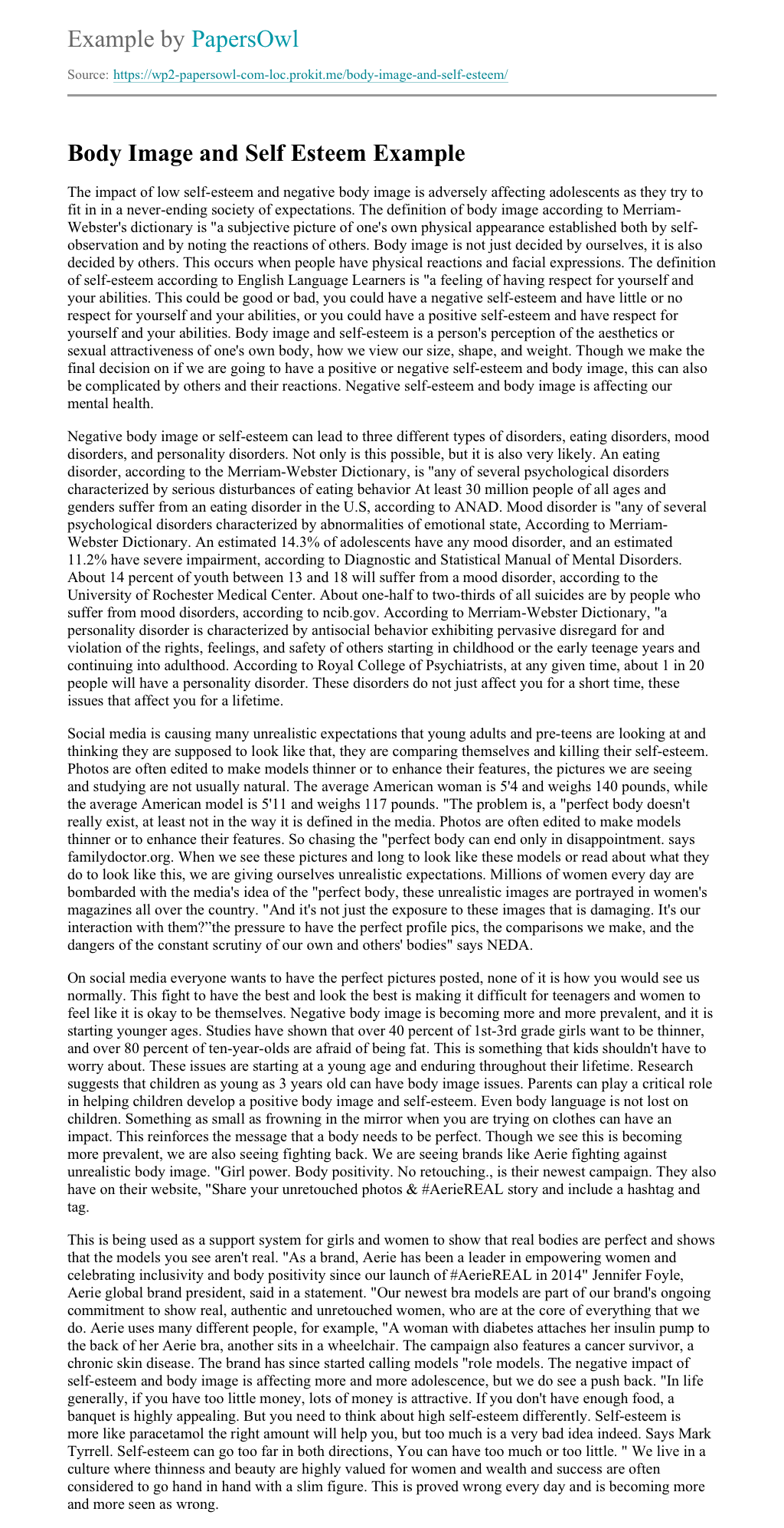 body image essay