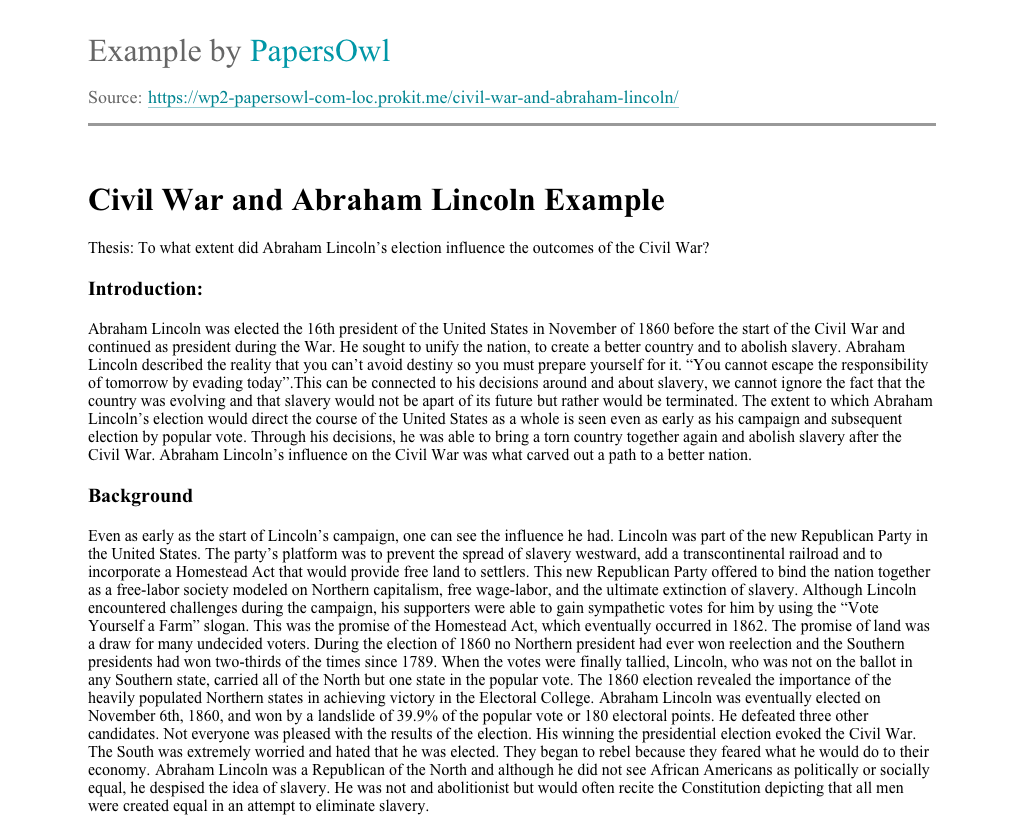 abraham lincoln and the civil war essay