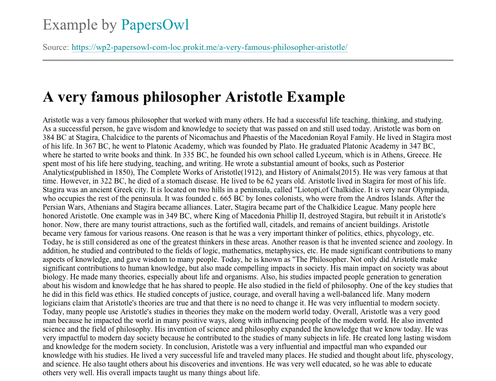 aristotle biography essay