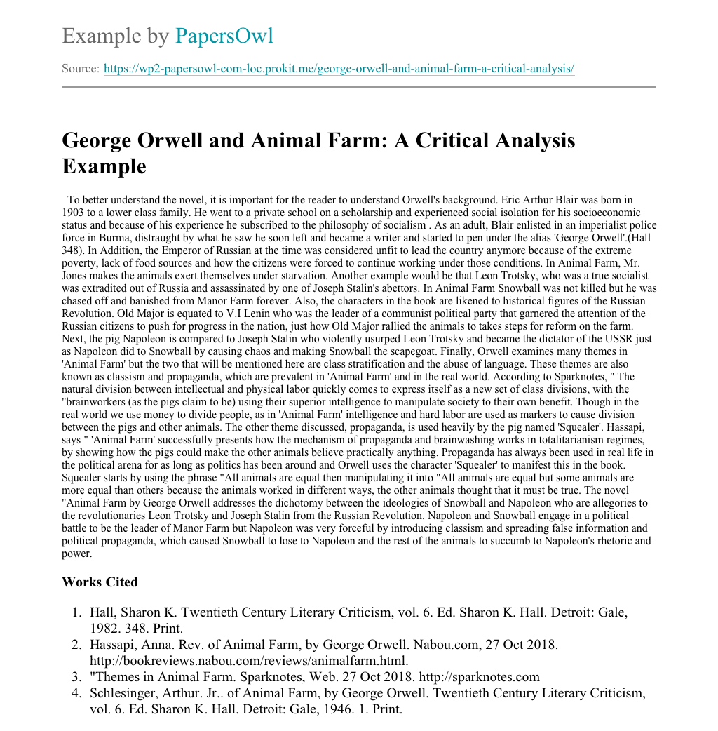 Animal farm analysis essay image
