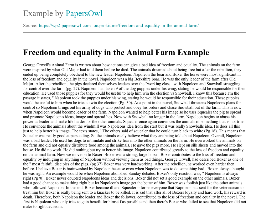 animal farm equality essay