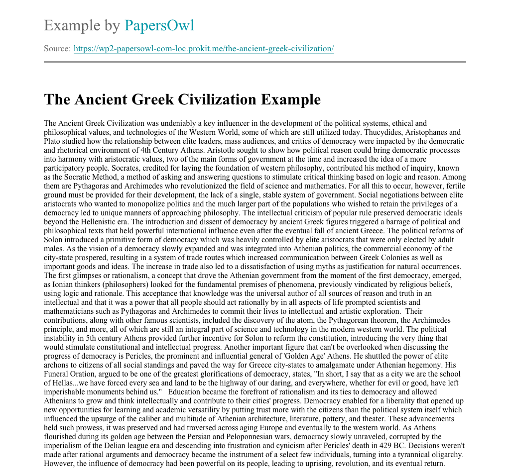 ancient greek history essay