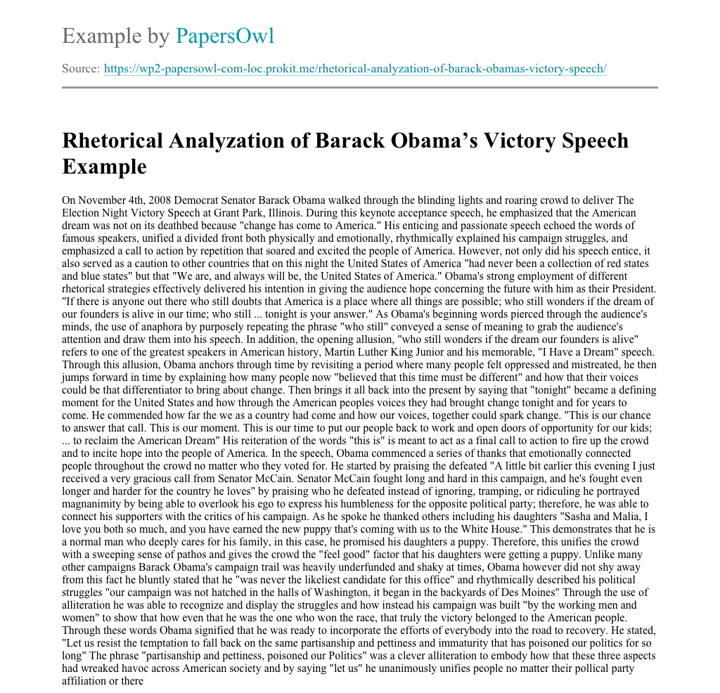 Essay about obama