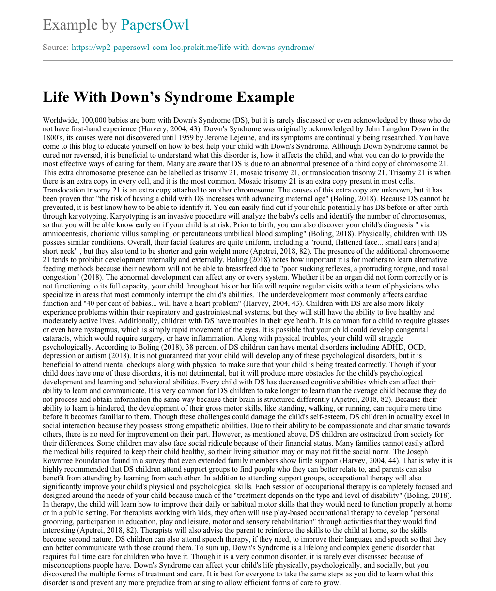 research paper on down syndrome