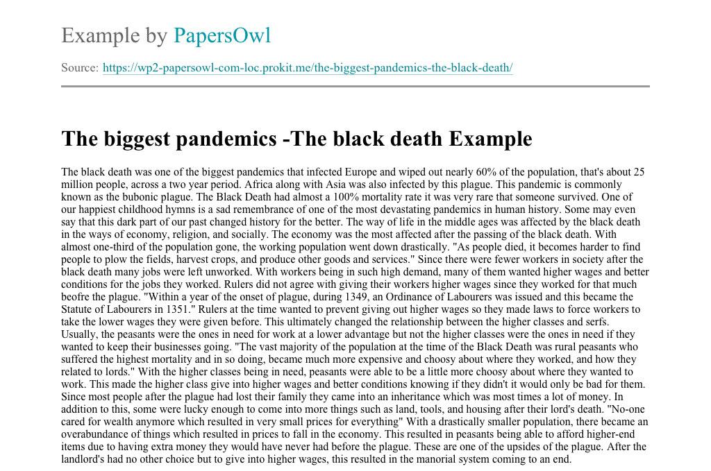 black death essay