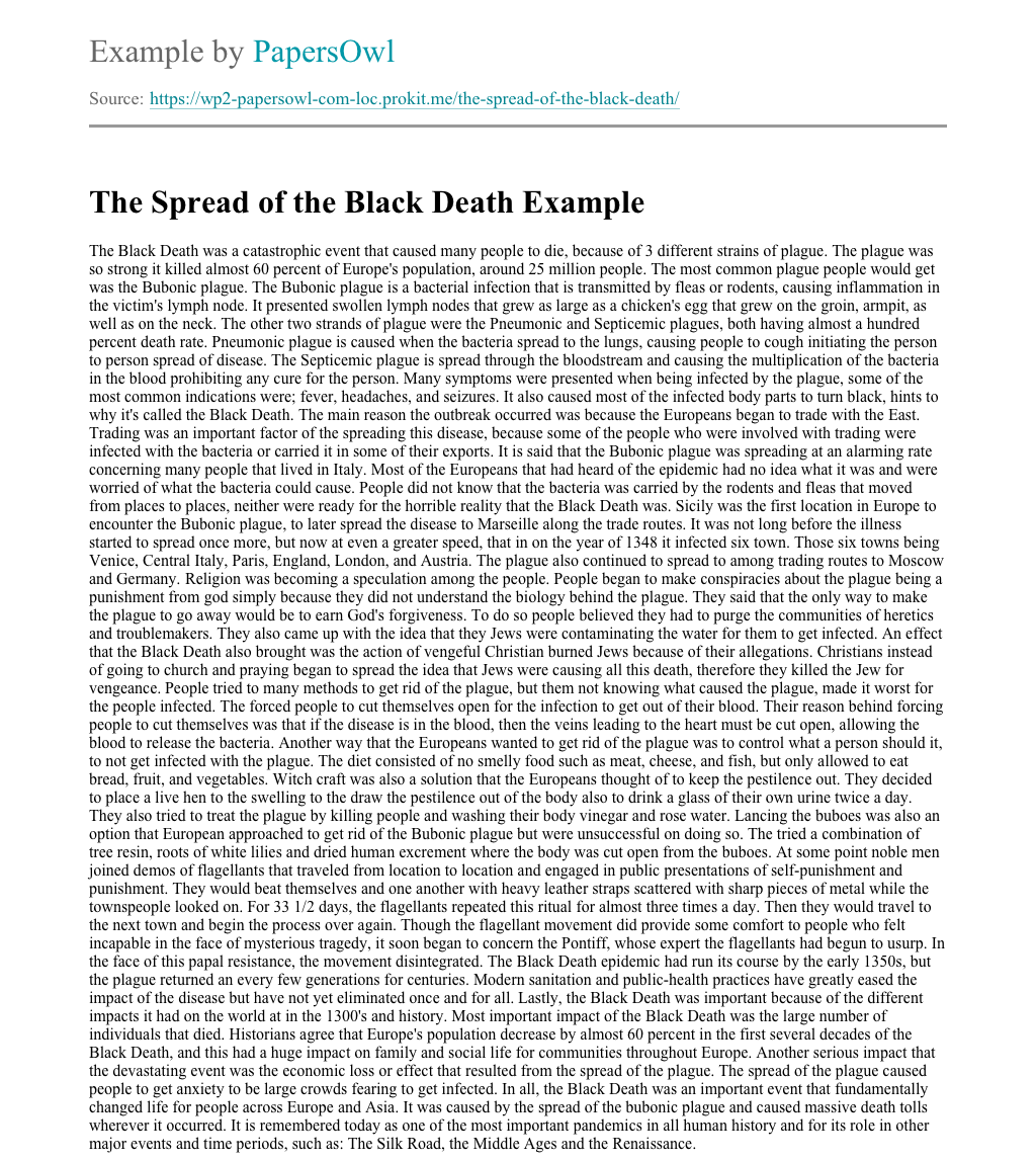 The Black Death, Essay Example | blogger.com the black death essay